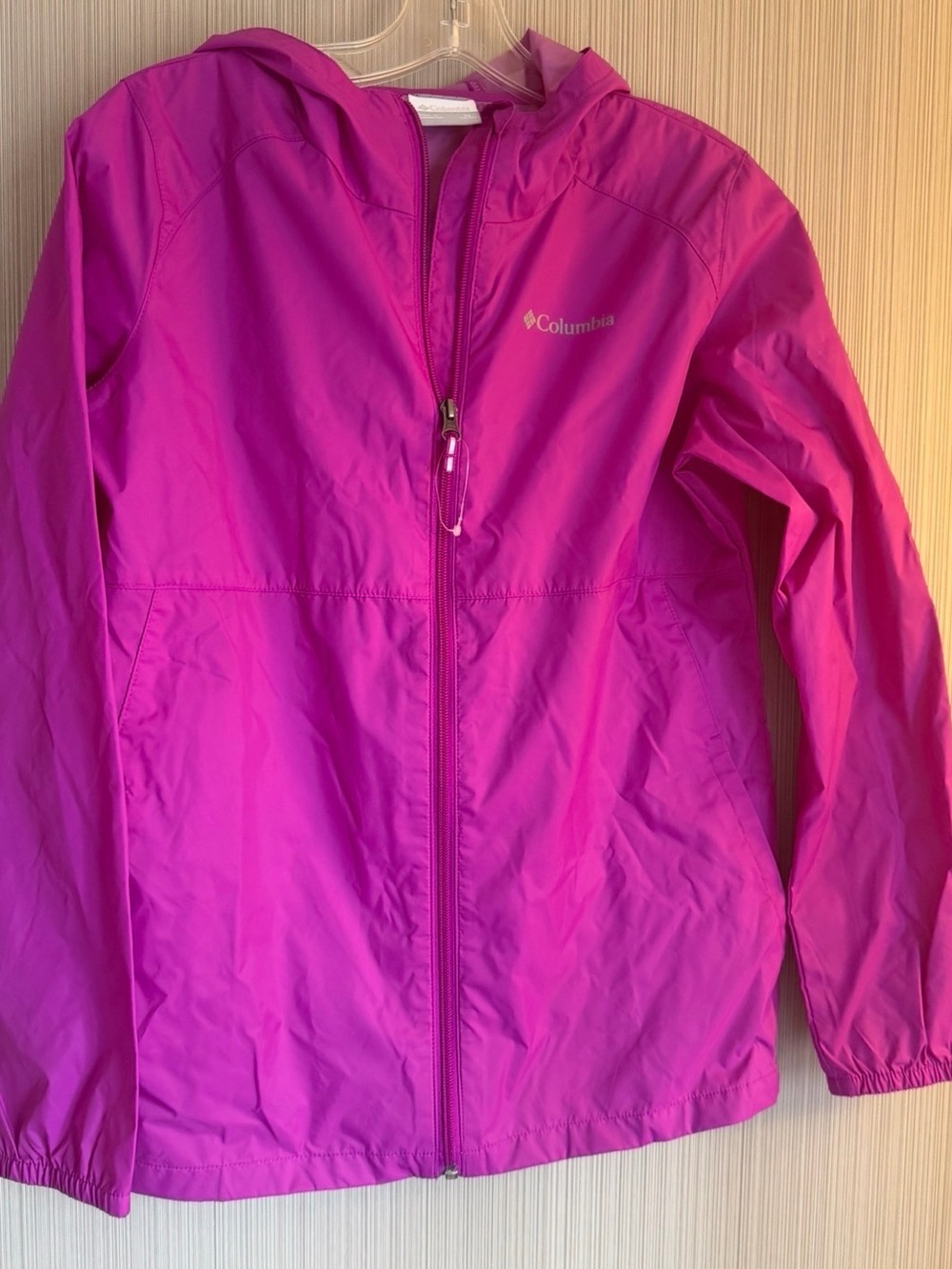 Columbia Girls Hooded Lightweight Pink Rain Jacket XL
